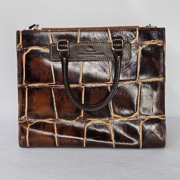 Dooney & Bourke 11.5x9x5" Bag Barlow Croc Embossed Florentine Vacchetta Leather - Picture 4 of 14